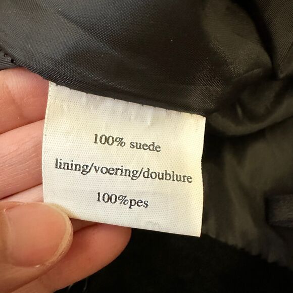 SAO PAULO Suede Midi Skirt Black Crochet Trim Retro Gothic 90s - Picture 9 of 11